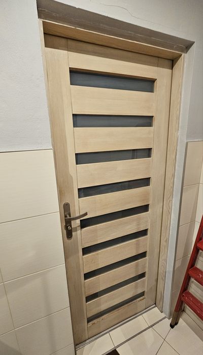 Drzwi wewnętrzne, jasne drewno, boho