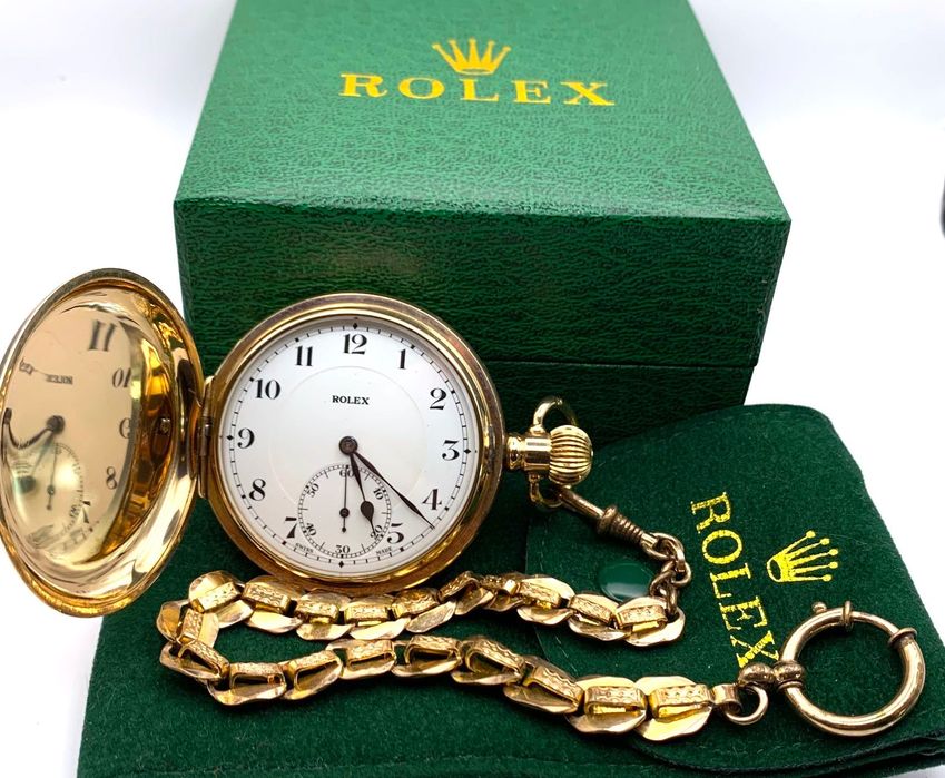 Oryginalny zegarek kieszonkowy Rolex złocony kryty