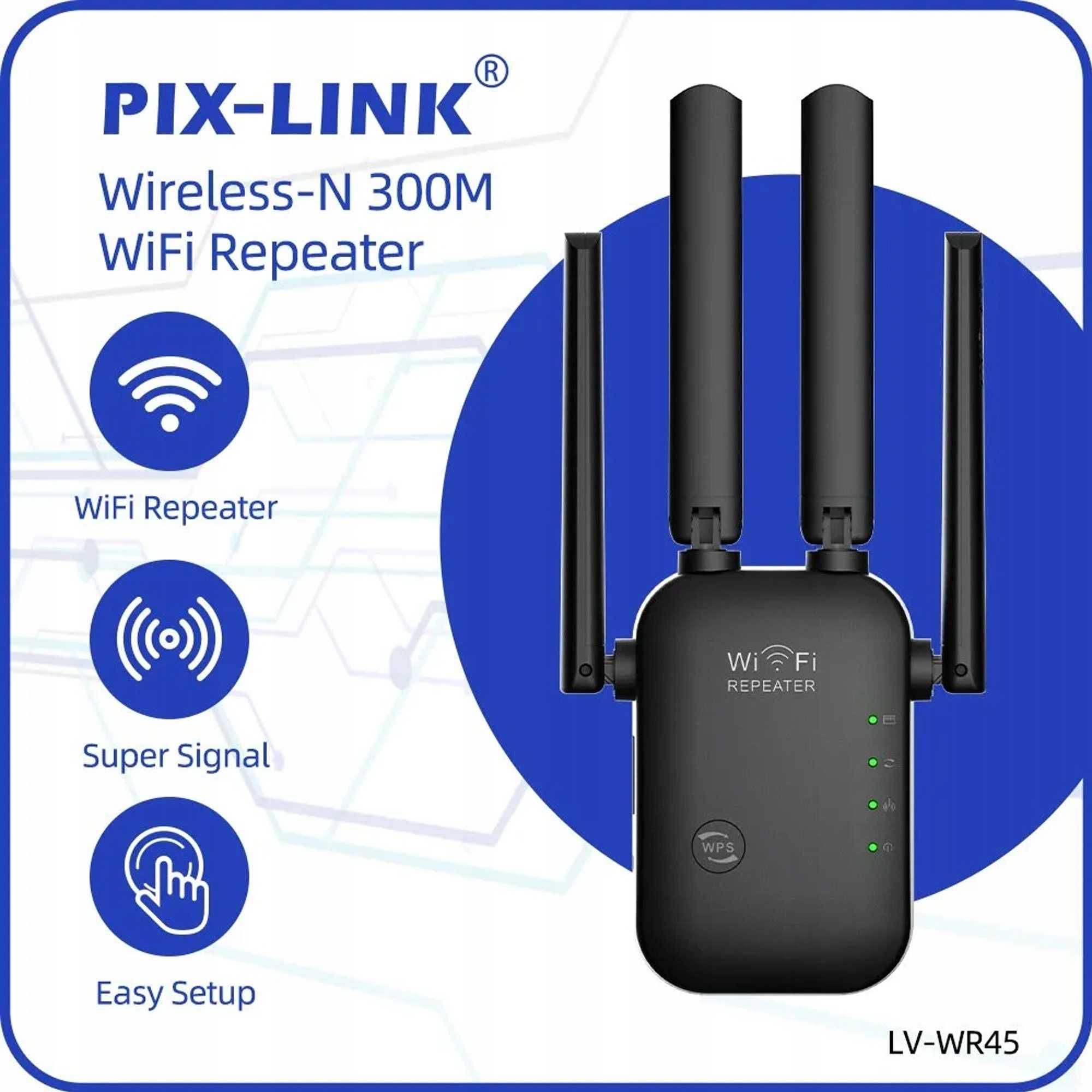 Репітер, роутер, підсилювач WiFi сигналу Pix-Link WR45 до 300мб/с