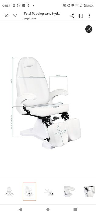 Fotel podologiczny,kosmetyczny  hydrauliczny 112 biały