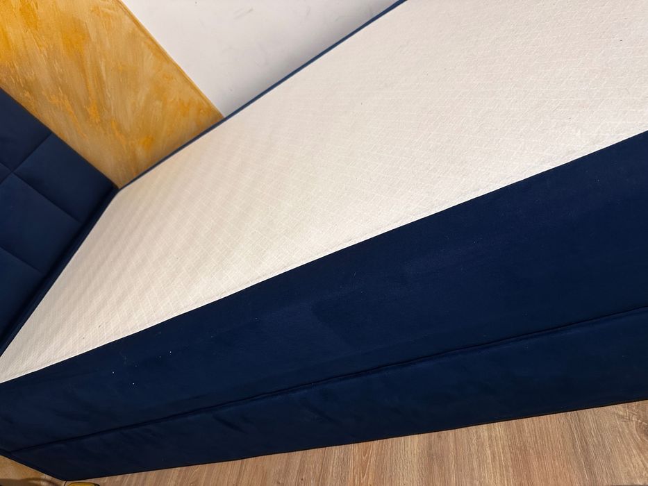 Łóżko flauszowe ze skrzynią, 100/200 cm, zagłówek flauszowy , materac