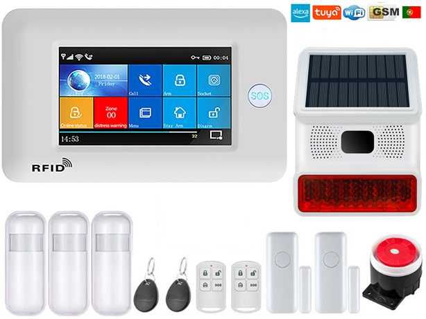 Alarme Tuya sem fios GSM/WiFi Android/iOS + Sirene Solar PT (NOVO)