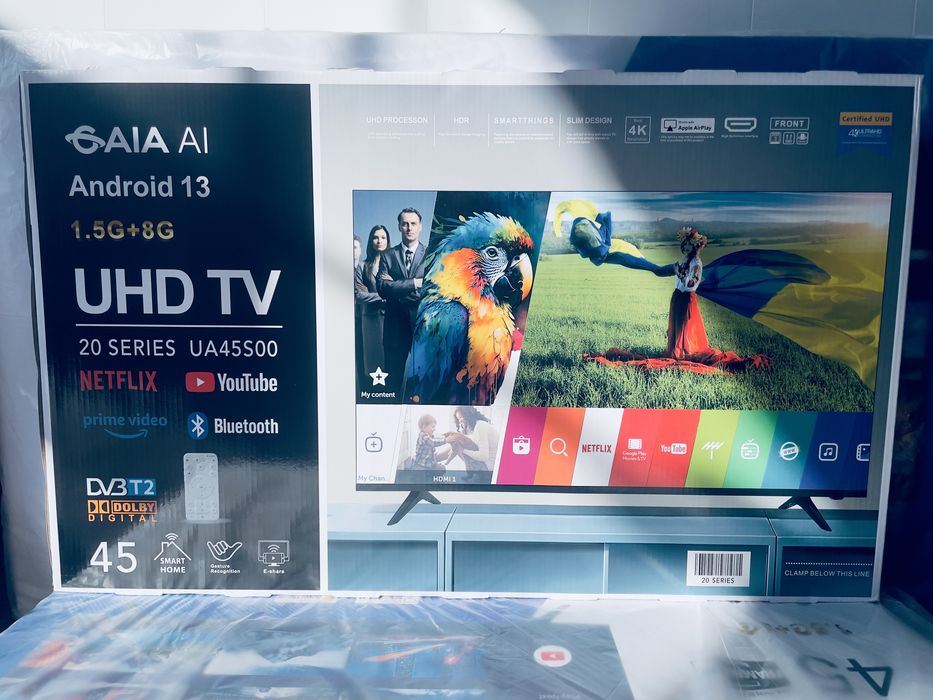 Samsung 4К 45 UHD TV, LED Smart (Смарт телевизор Самсунг 45 Android13)