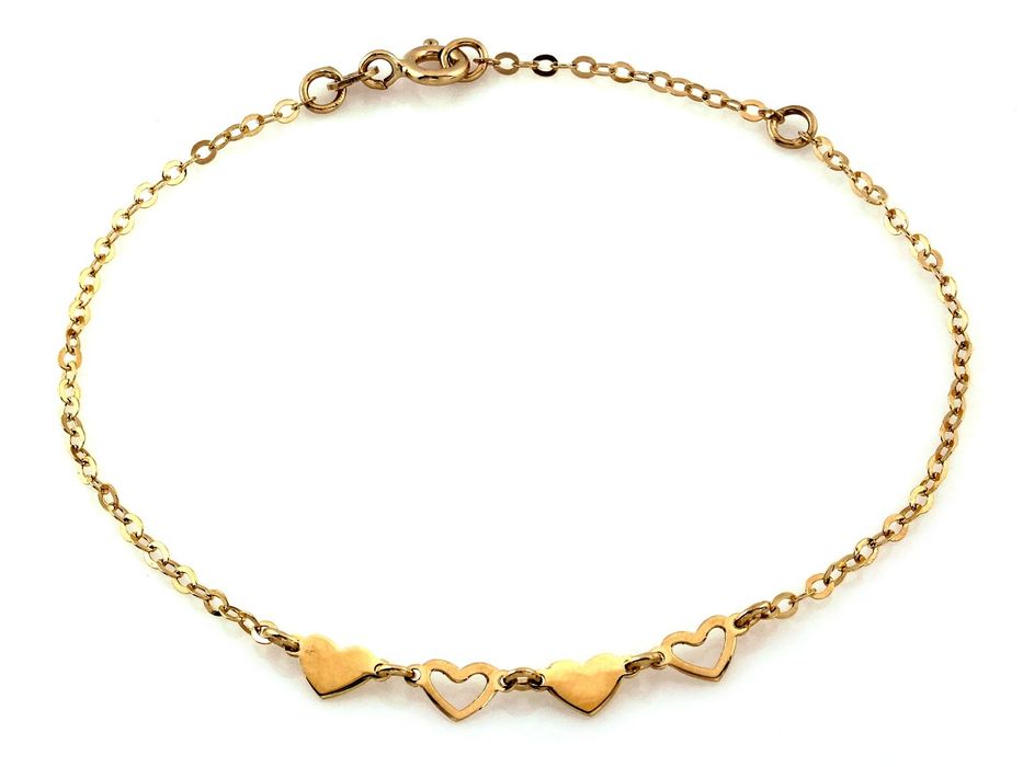 Złota bransoletka z serduszkami PR 585