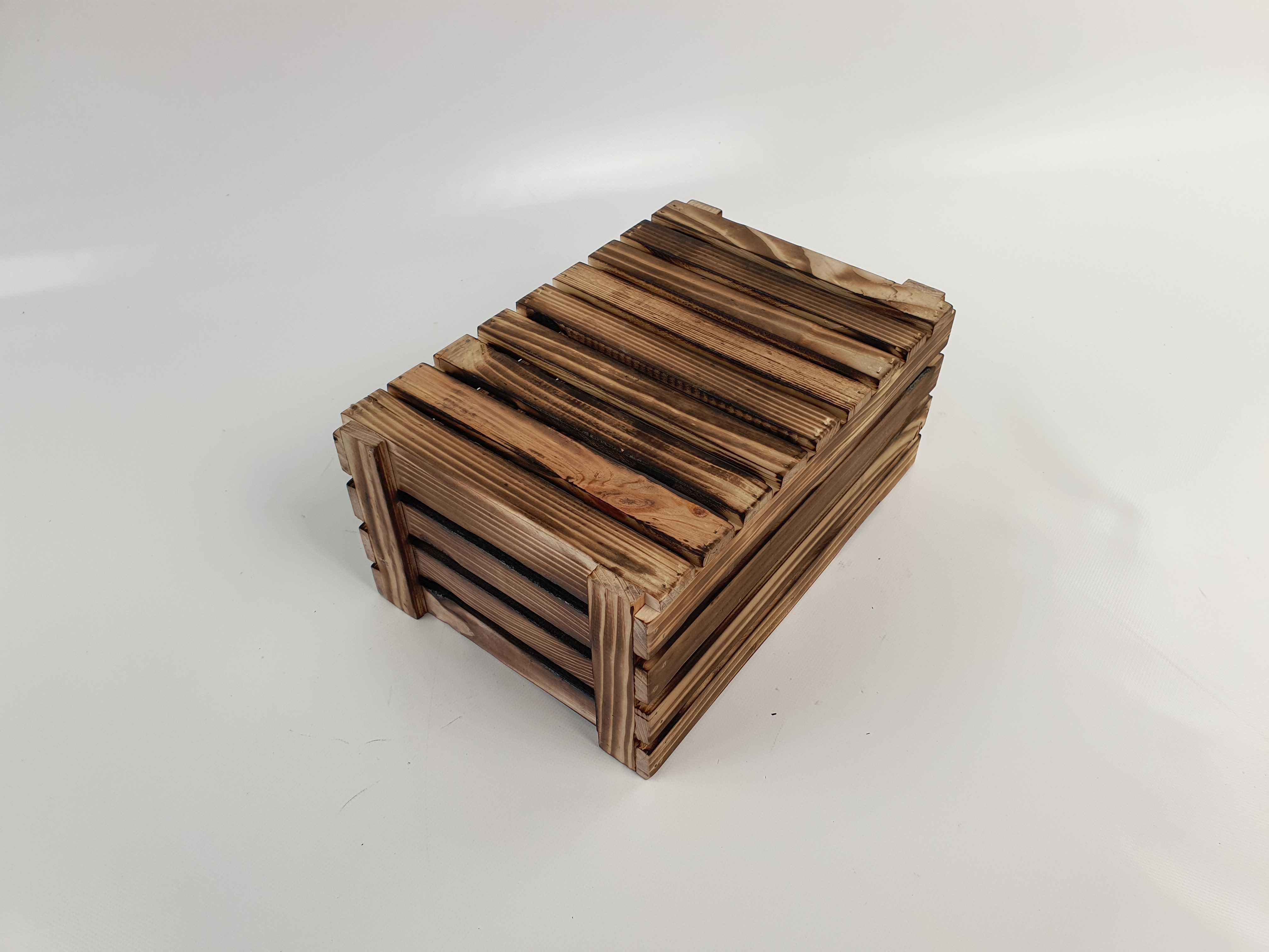 Skrzynka drewniana opalana PREMIUM półka dekoracyjna 30x20x13 rozm M