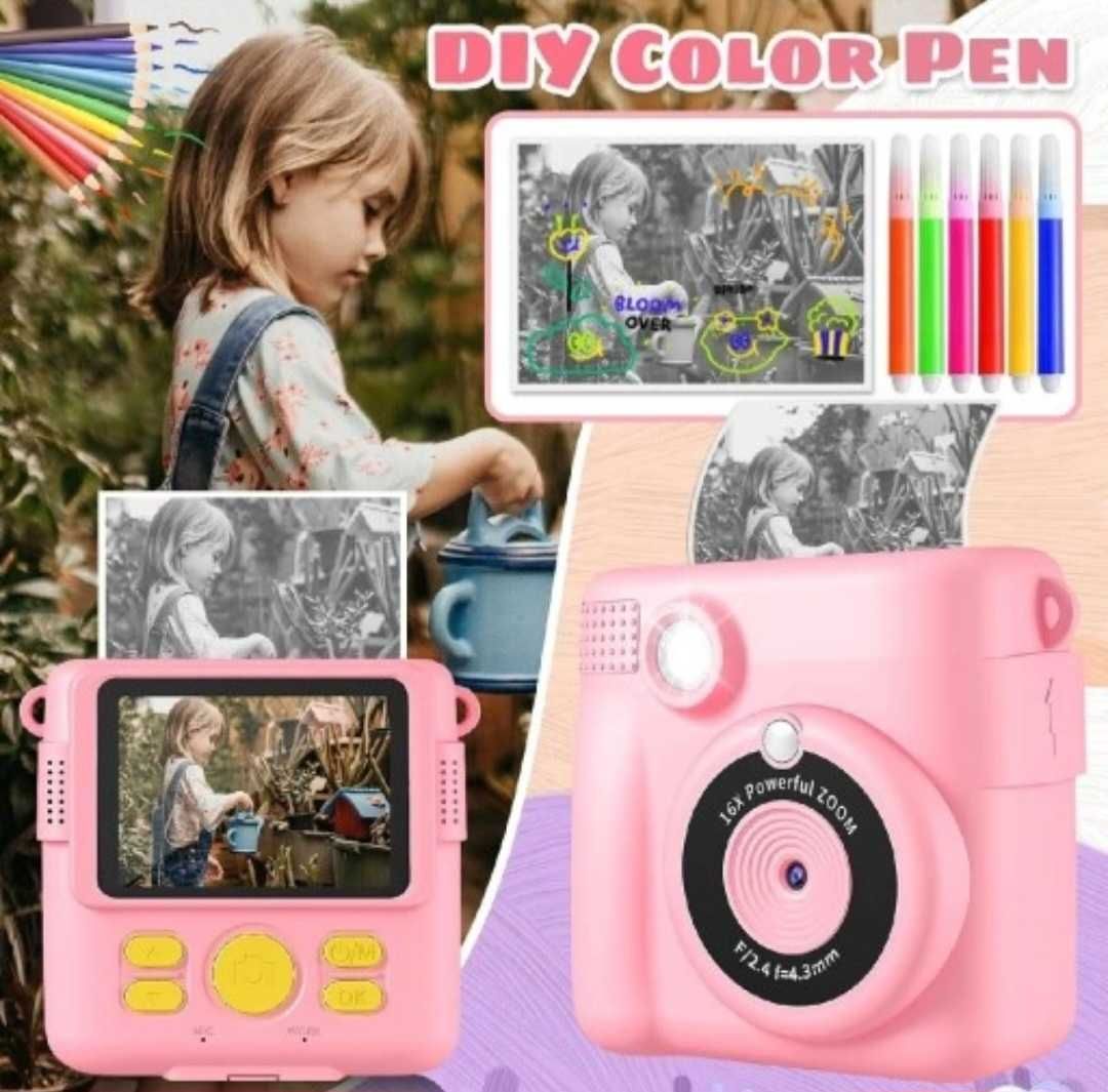 DIY Aparat natychmiastowy, drukarka natychmiastowa,Karta 32GB, Różowy