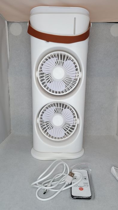 Уценка Вентилятор подвійний  великий з водяним охолодженям Білий