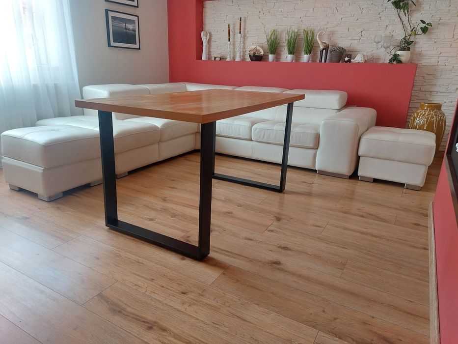 Stół loftowy blat fornir naturalny dąb lakierowany