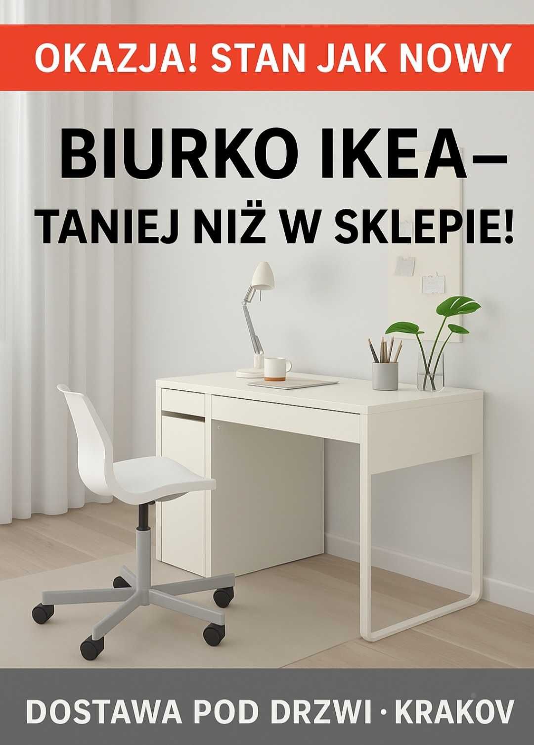 IKEA MICKE biurko z szafką 105x50 BIAŁY jak nowe bez żadnych uszkodzeń