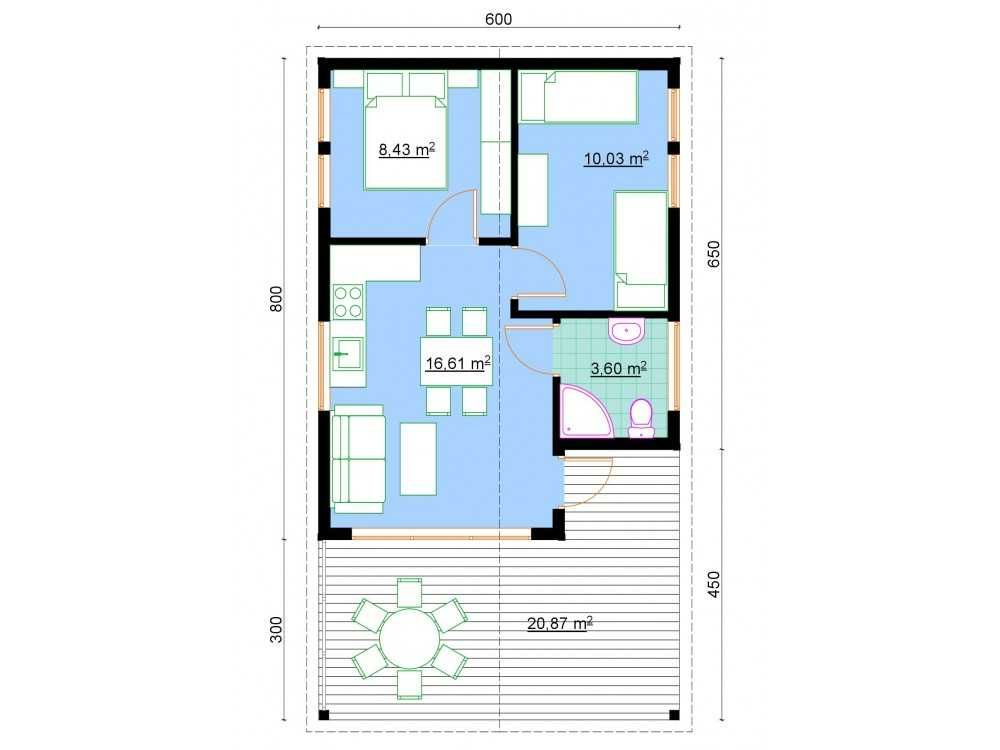 OCIEPLONY DOM 11x6 DOMEK LETNISKOWY 11x6 domek 70m2 domy 70m2 MDDP26