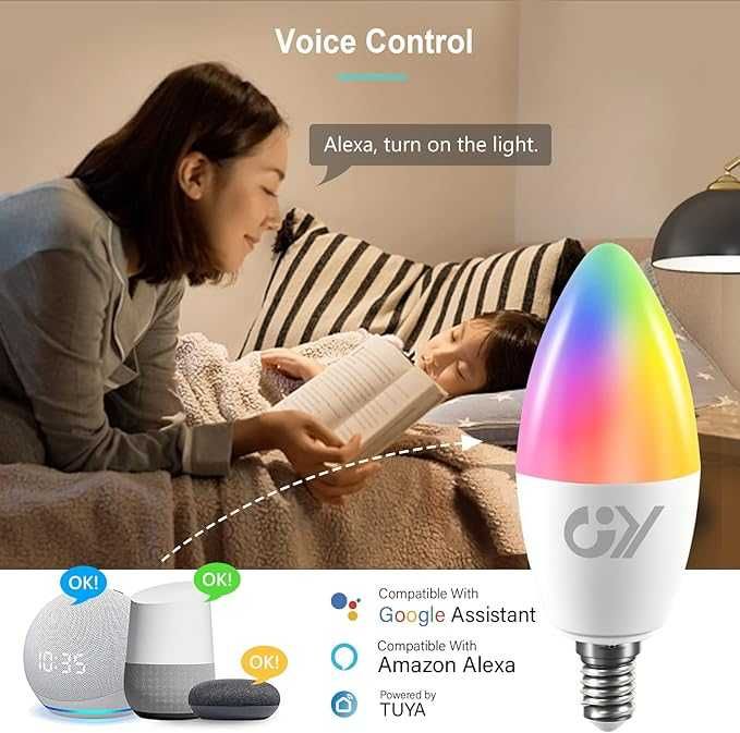 Żarówki Smart LED E14 C37 Kolory WiFi 6W 600lm, 2 szt.