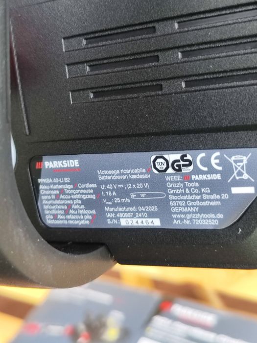 Акумуляторна ланцюгова пила Parkside PERFORMANCE PPKSA 40-Li B2