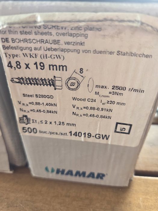 Wkręty samowiercące 4,8x19 mm 4,6 kg