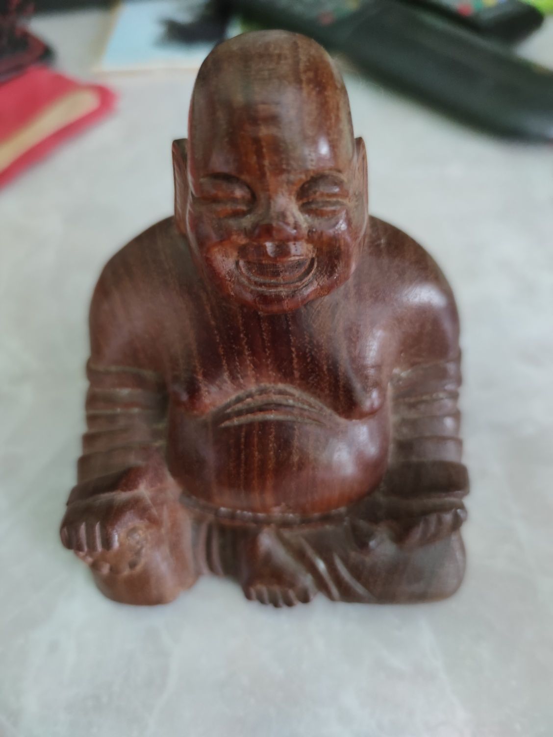 Drewniany Budda rzeźba vintage