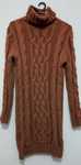 Vestido de malha de gola alta - cor camel