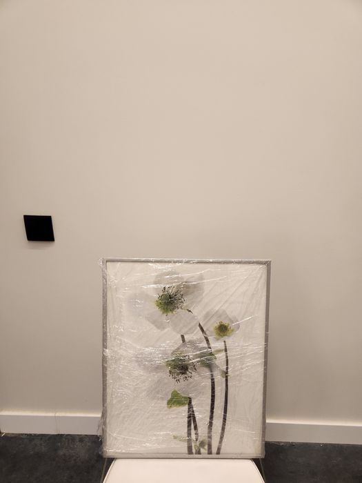 Quadro flores tons branco e verde
