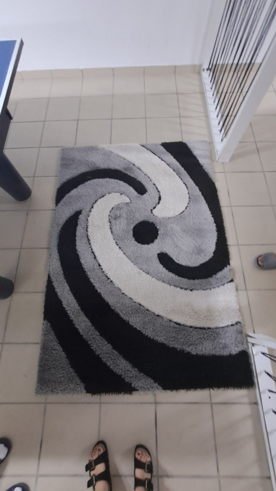 Tapete Grande Preto, Branco e Cinzento