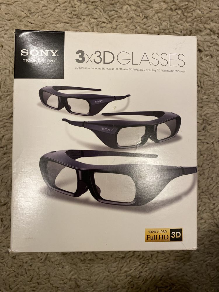 Okulary 3D Sony 3szt komplet nowe FHD