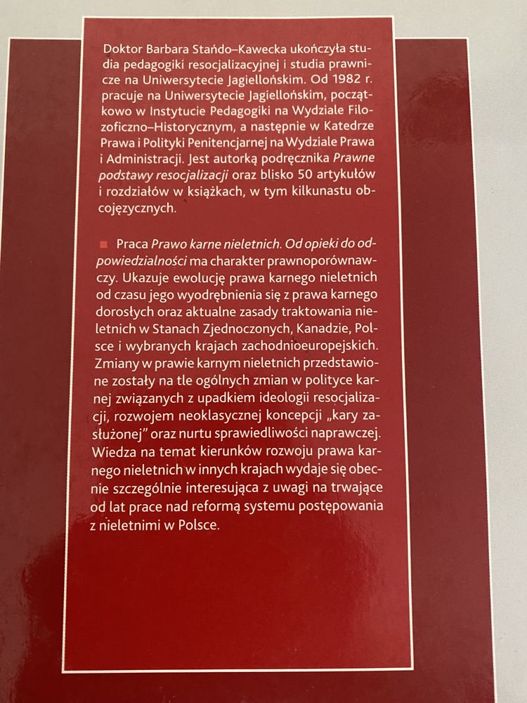 Stando Kawecka prawo karne nieletnich i Marinna Korcyl Wolaka