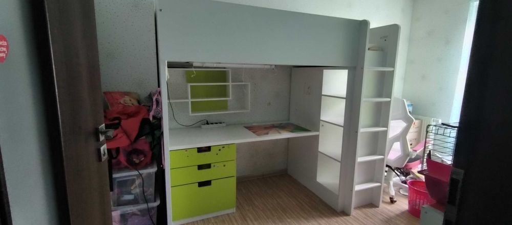 Łóżko piętrowe z szafą łóżko z antresolą Ikea Stuva