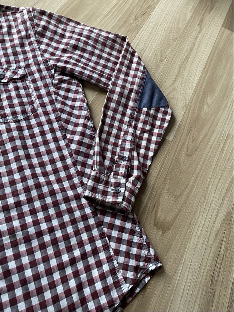 Męska koszula casual bawełniana w czerwoną kratę House M 38