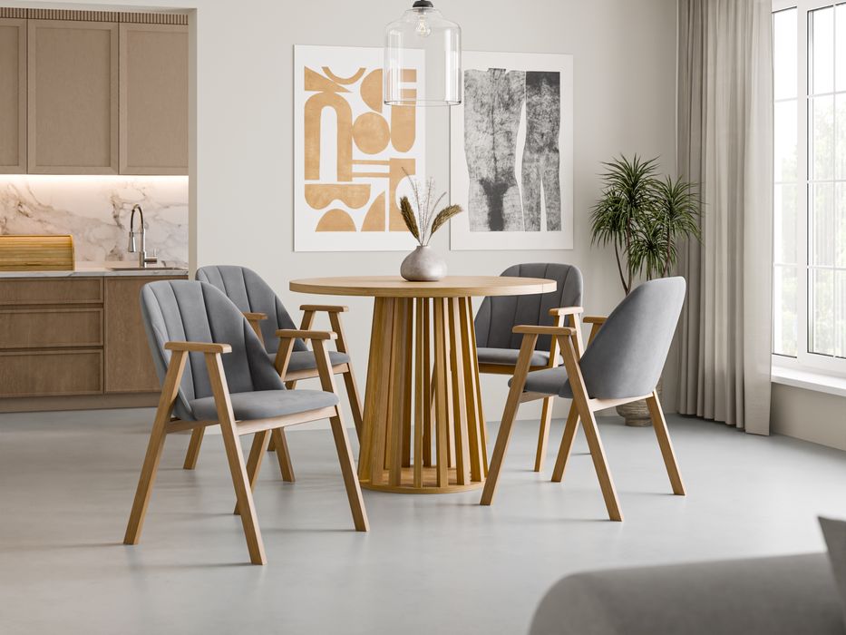 NOWOŚĆ! Piękny Okrągły Stół Rozkładany + 4 Krzesła! DUŻO KOLORÓW!