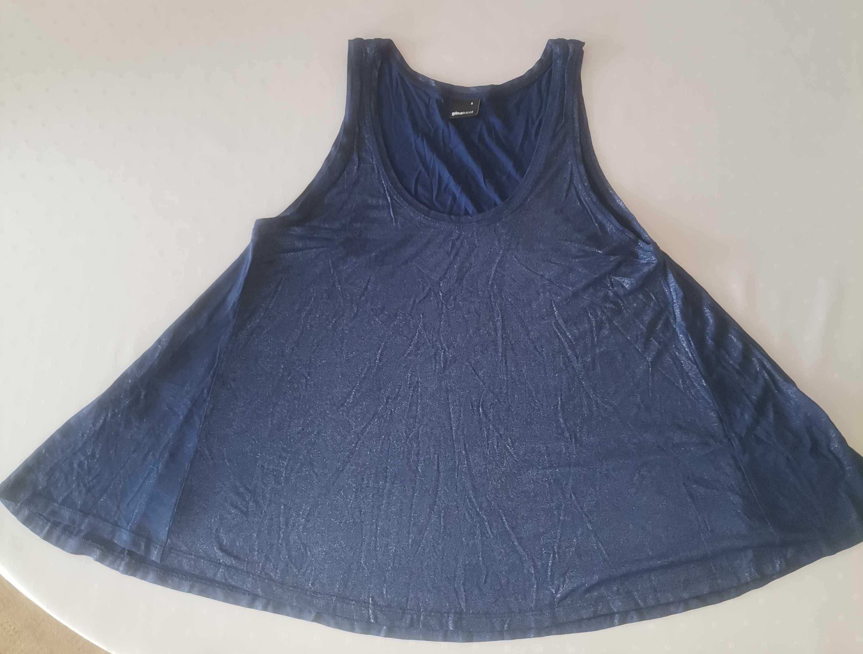 Granatowa koszulka z brokatem Gina Tricot rozmiar S