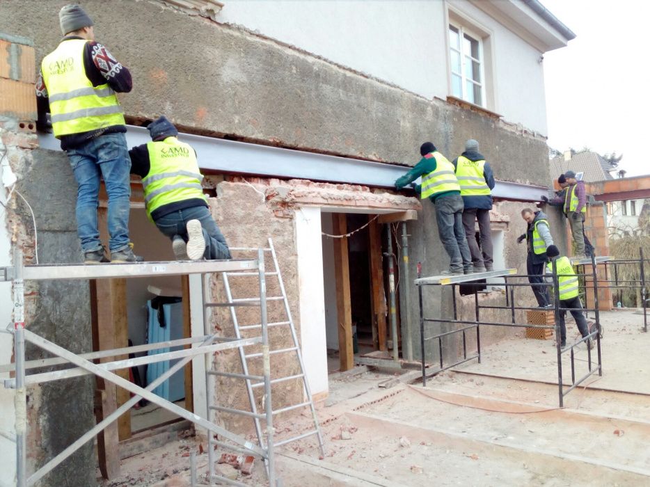 Rozbiórki, montaż podciągów, nadproży, wymiany stropów, przegłębienia