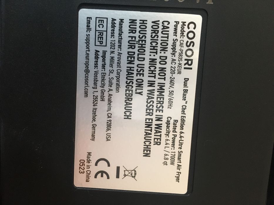 Fritadeira Cosori chef edition