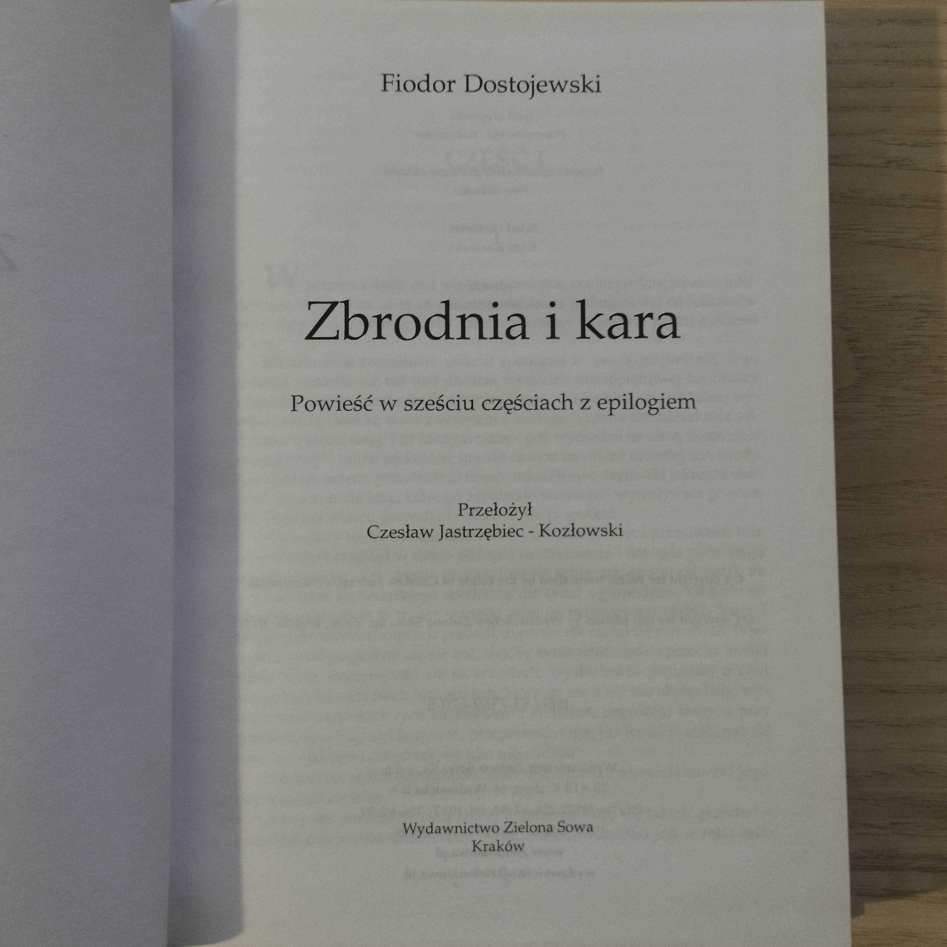 Zbrodnia i kara Fiodor Dostojewski Wydawnictwo Zielona Sowa
