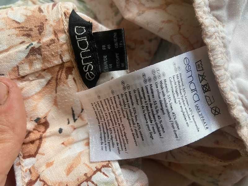 Xxl 44 42 spodnie lnine len wzory pastele beż plus size +size