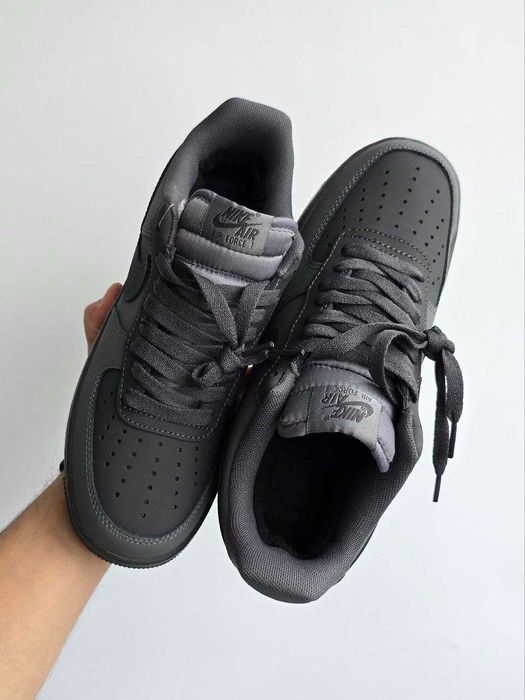 Чоловічі зимові кросівки Nike Air Force Fur Grey (сірі) на осінь 501-2