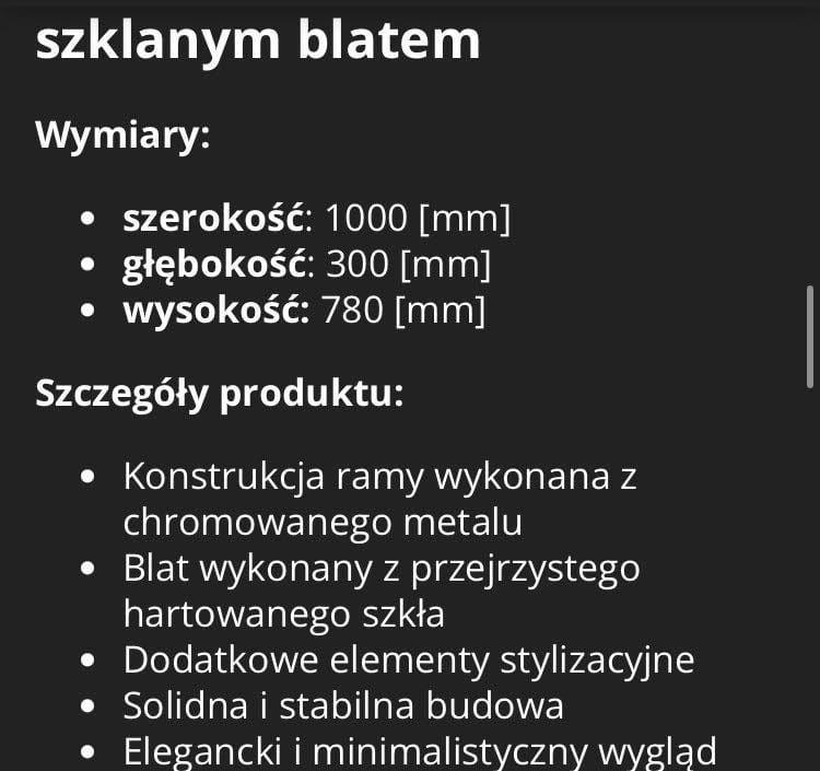 Szklany zestaw konsola + szafki nocne