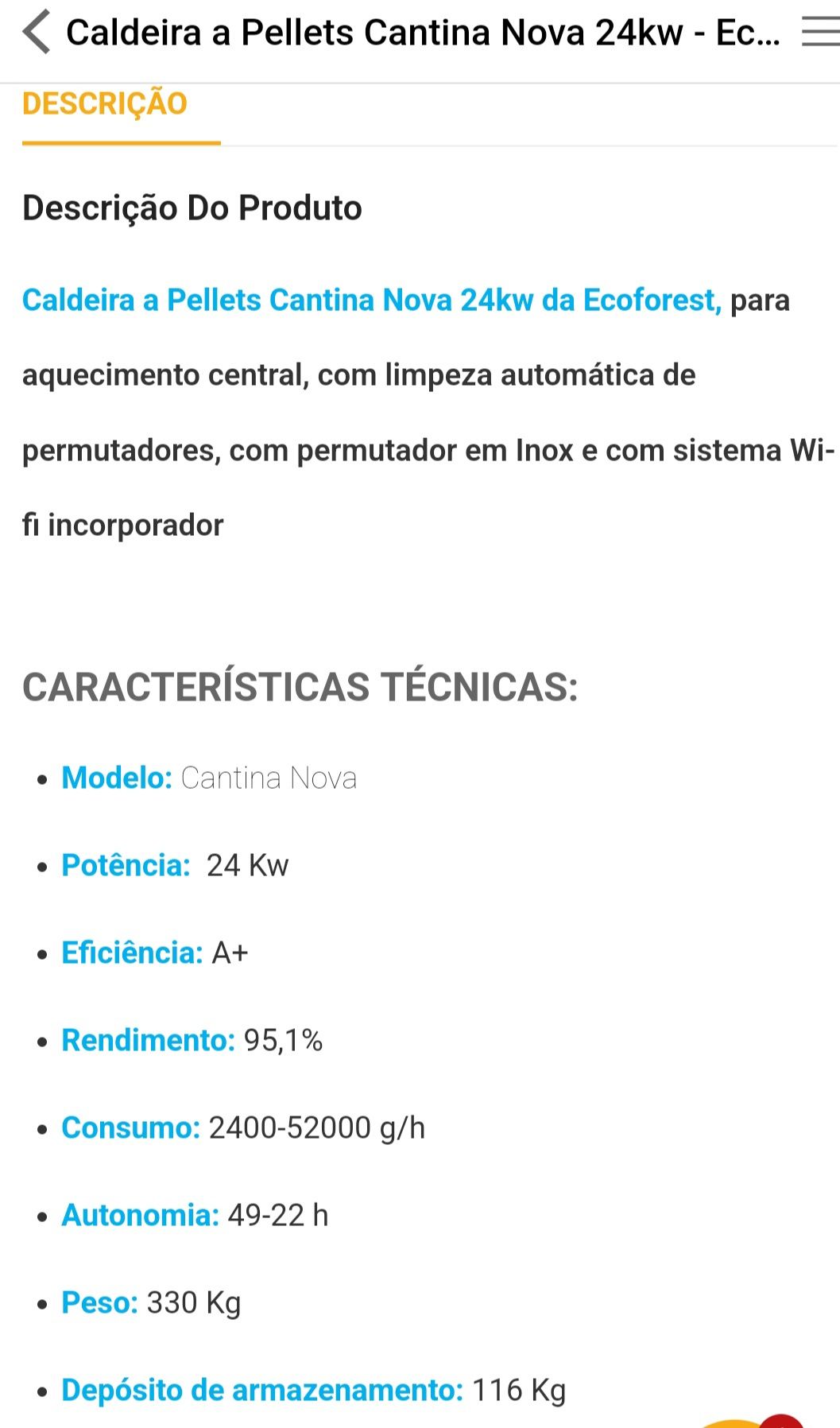 Caldeira Ecoforest 24Kw Pellets