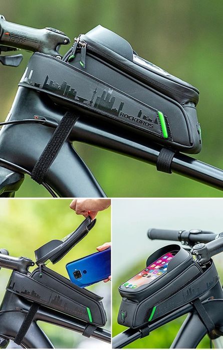 Sakwa rowerowa Rockbros 029-1BK na ramę z pokrowcem na telefon czarna