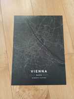 Wiedeń! Nowy plakat A3 z mapą miasta! Czarno-biały desenio