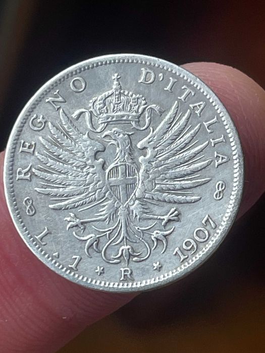 moeda em prata  1 L 1907 Itália