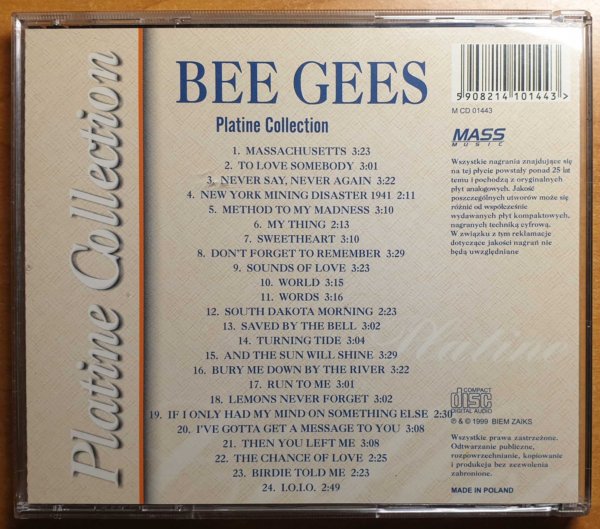 Bee Gees - Platine Collection CD (świadek legalnego piractwa w Polsce)