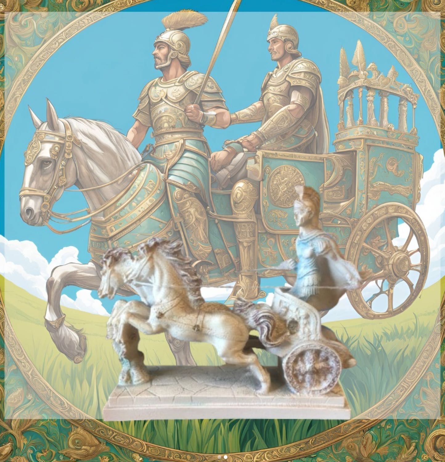 Escultura de marfinite Biga Romana