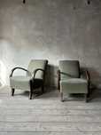 2 zielone fotele Halabala H-227 Art Deco Vintage