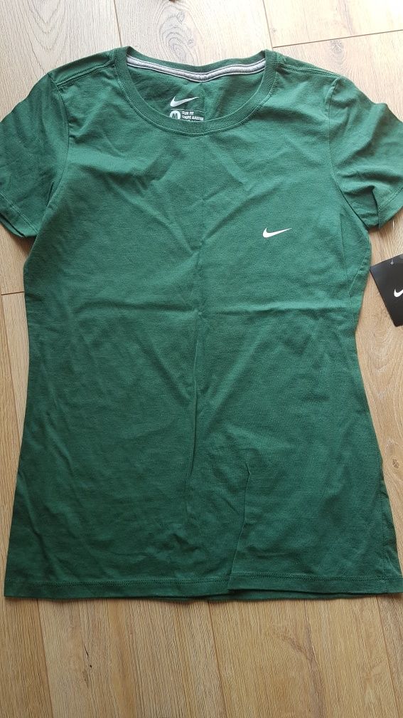 Koszulka t-shirt zielona NIKE damska slim fit m medium