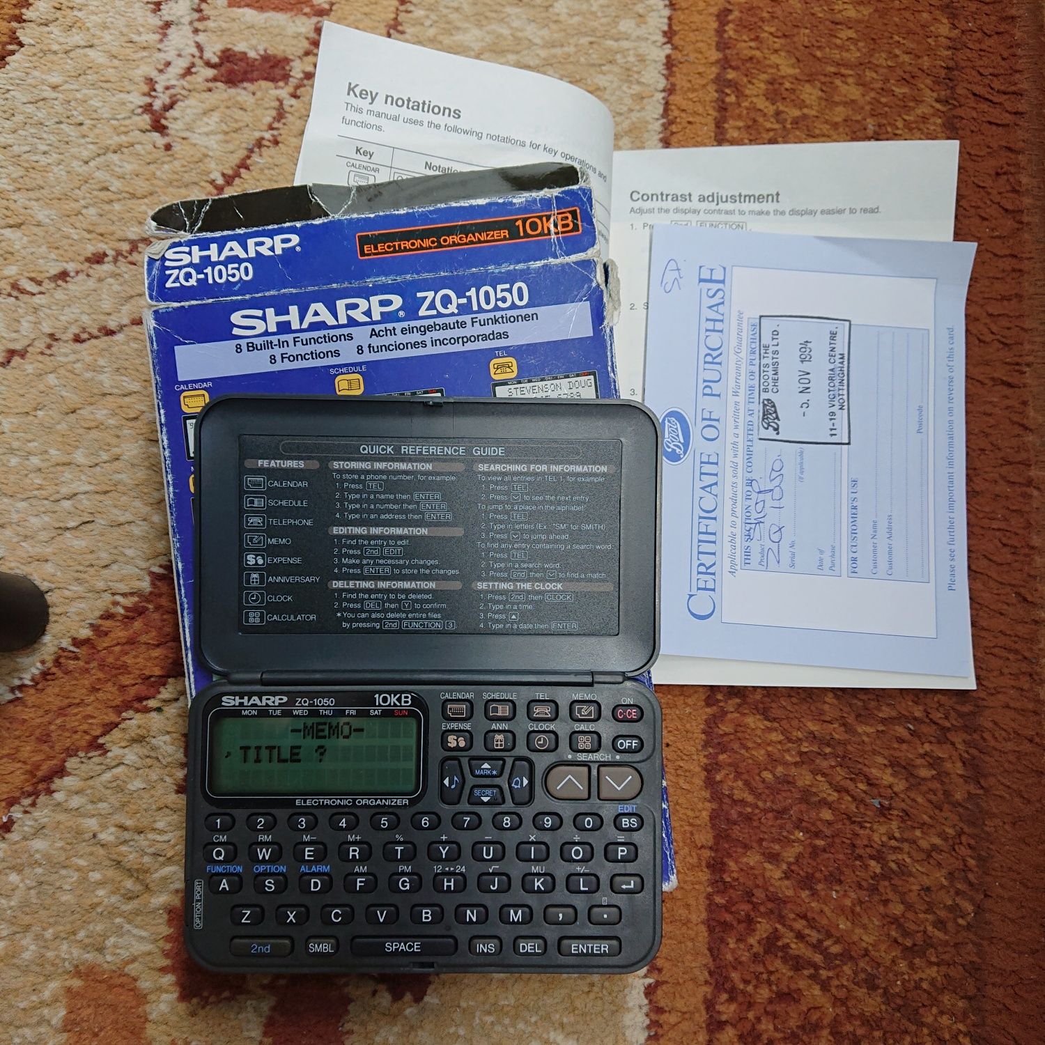sharp zq 1050 organizer 10kb jak casio