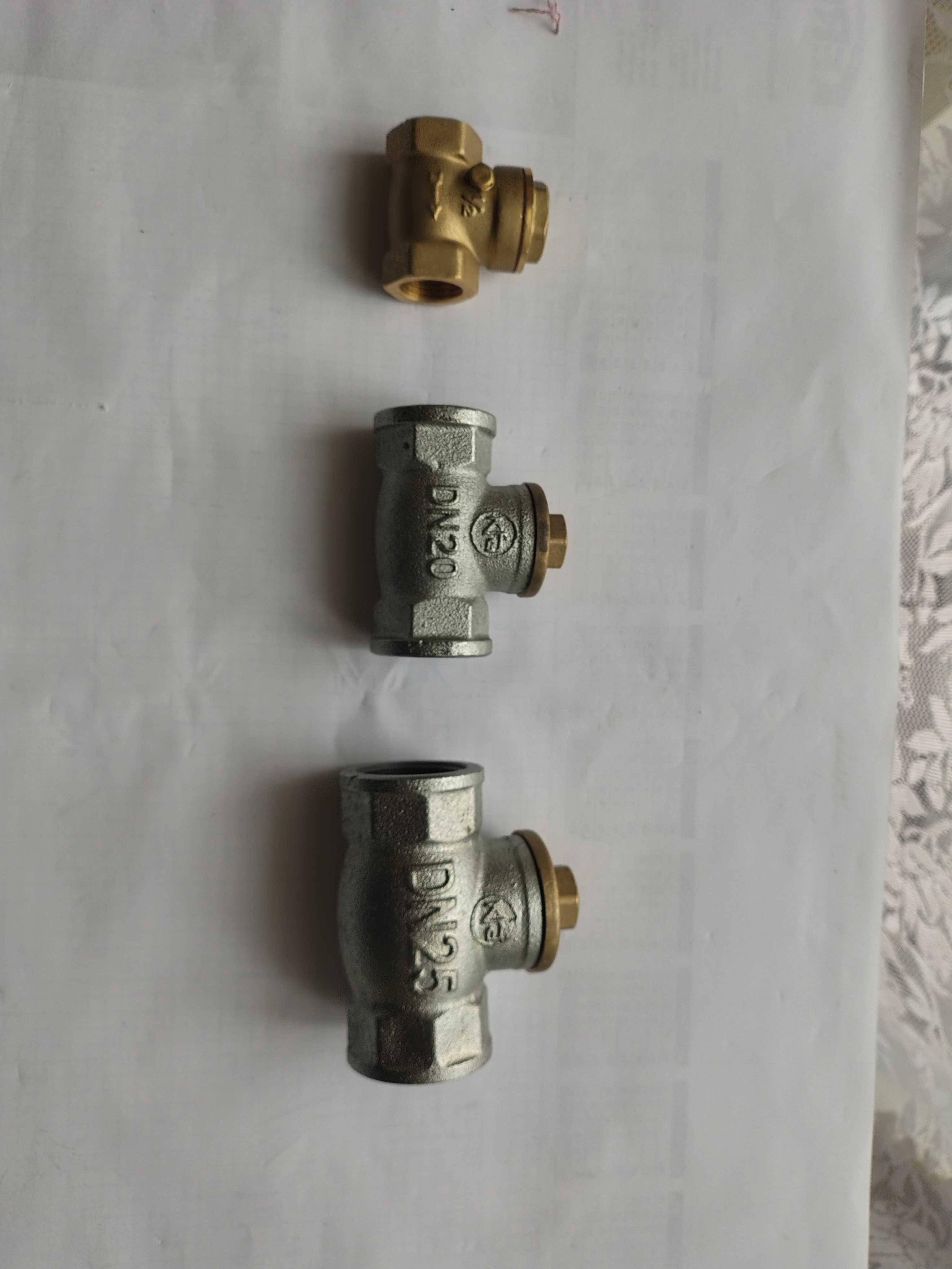 Zawory zwrotne żeliwne  ocynkowane i mosiężne 1",3/4",1/2" NOWE  3 SZT