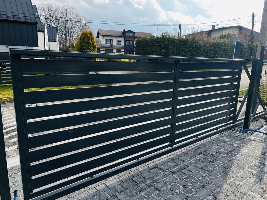 Brama wjazdowa przesówna ocynkowana  grafit