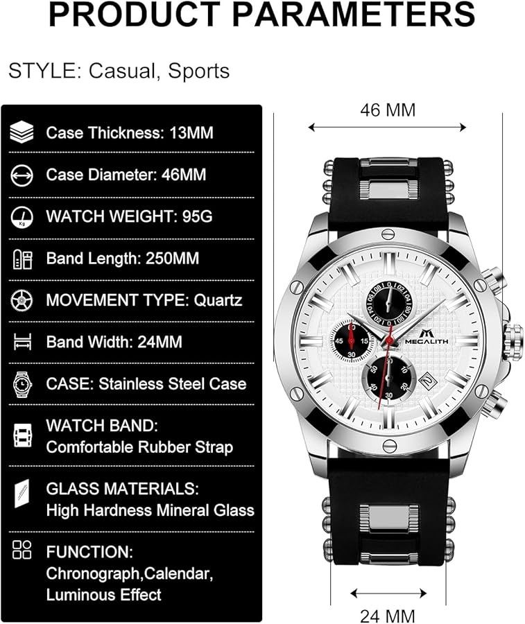 MEGALITH Męski zegarek chronograf