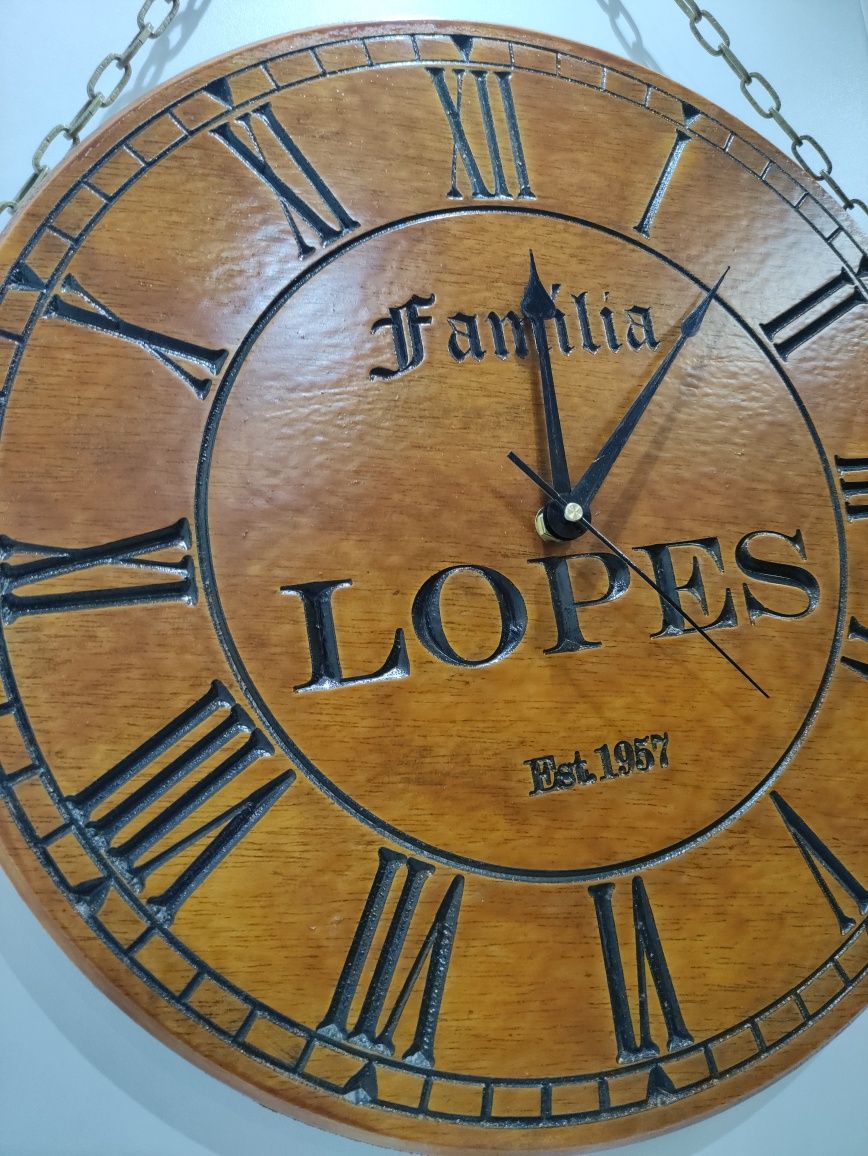 Relógio, romano, família, madeira maciça