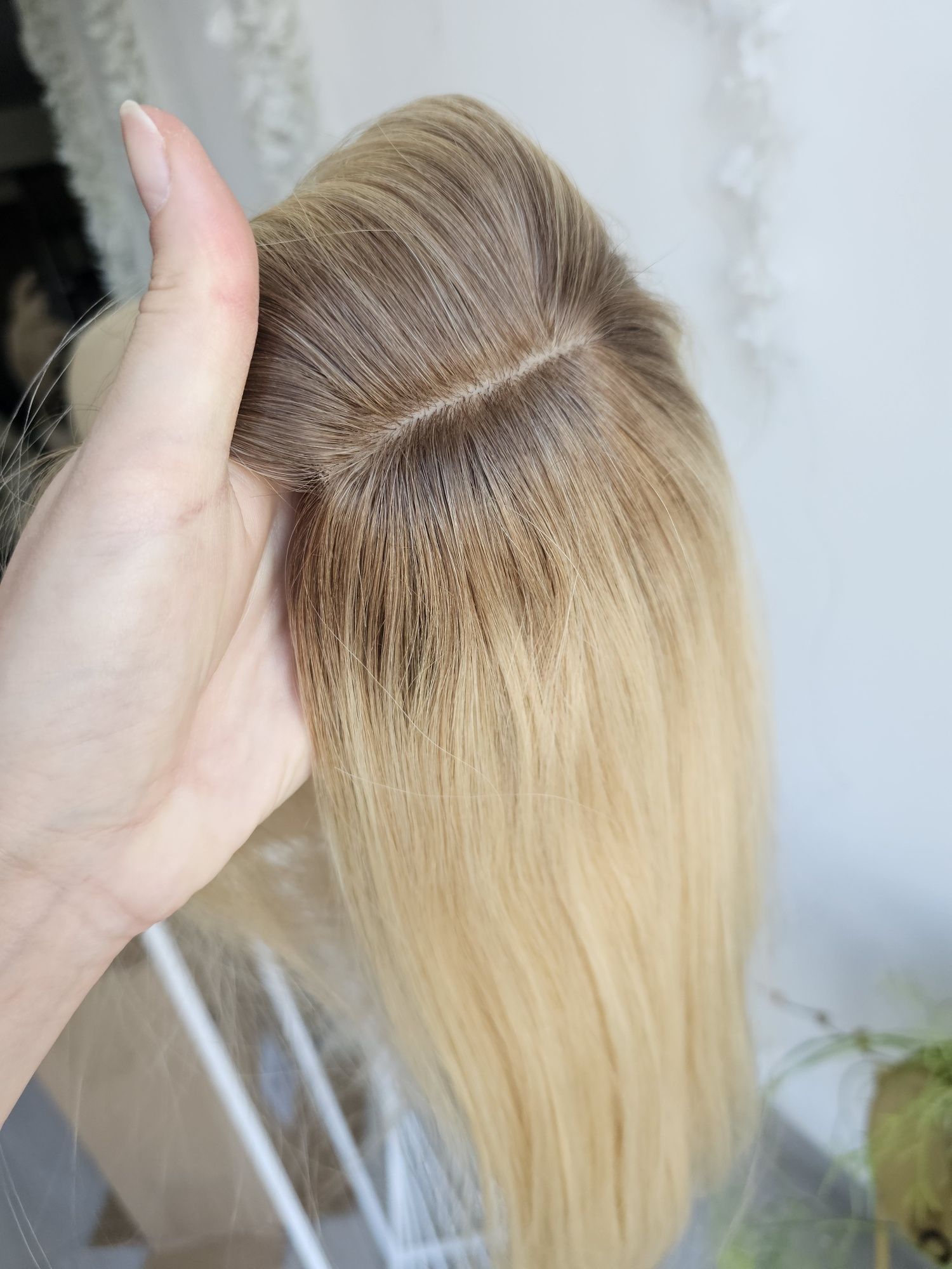 Tupet topper Kris jasny blond z odrostem włosy naturalne 50 cm