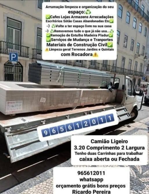 Faço cargas e entulho madeira Pladur monos