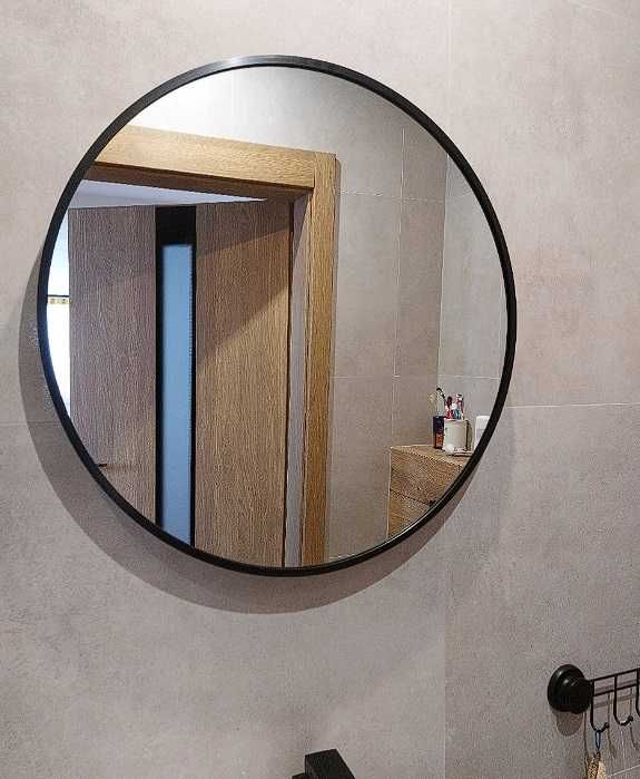 Duże lustro okrągłe ścienne łazienkowe salon sypialnia czarne 60cm XXL