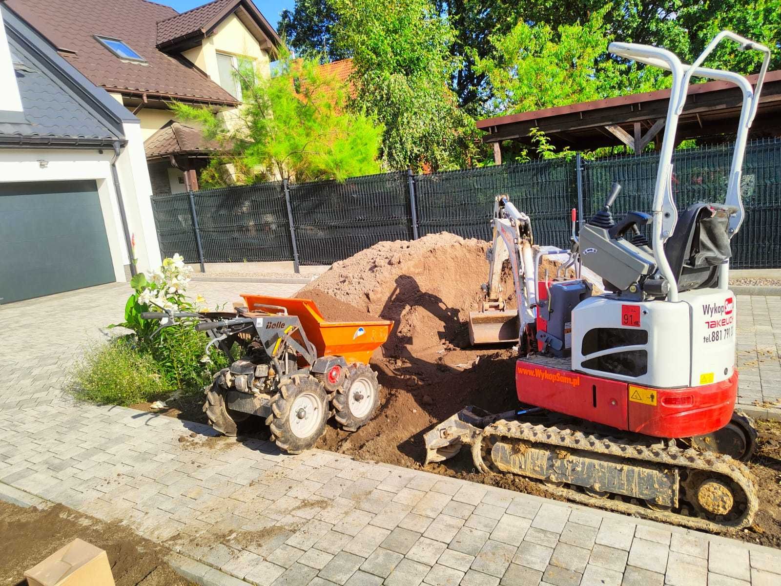 Minikoparka Usługi Wynajmę Wypożyczę Wykop Sam miniwozidło